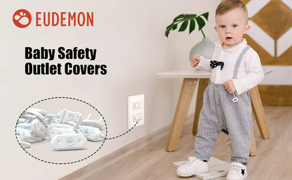 Close-up of a child-resistant universal safety outlet plug cover, ensuring baby home safety.