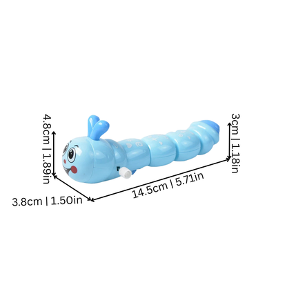 Plastic wind-up caterpillar, a fun educational toy for preschoolers to enhance crawling and play.