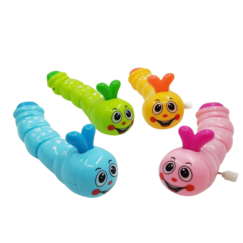 Brightly colored wind-up animal toy, a crawling caterpillar perfect for toddler's developmental play.