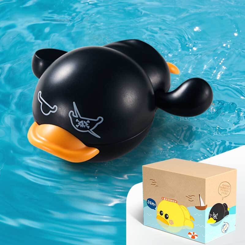 Wind-up yellow duck bath toy for engaging water play during toddler bath time