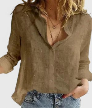 Stylish women's floral V-neck long sleeve top, a versatile and elegant fashion blouse.