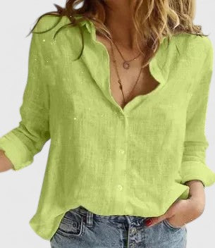 Work-ready women's floral V-neck long sleeve blouse, elegant and casual chic fashion.
