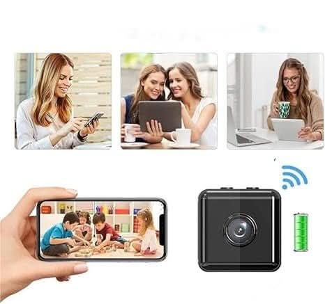 Easy setup wireless 1080P mini camera, providing reliable home security with remote smartphone app control.