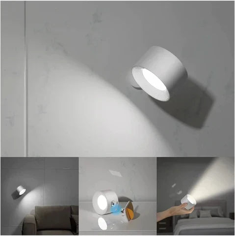 Smart LumoFlex wireless LED wall lamp, dimmable via touch or remote, rechargeable battery.