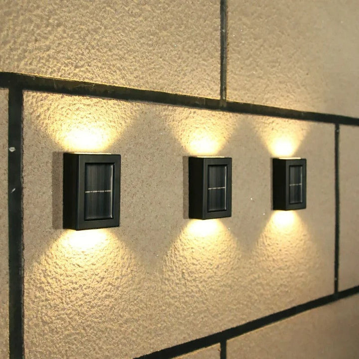 Outdoor wireless solar LED wall light illuminates gardens, patios, and driveways. Eco-friendly & secure.