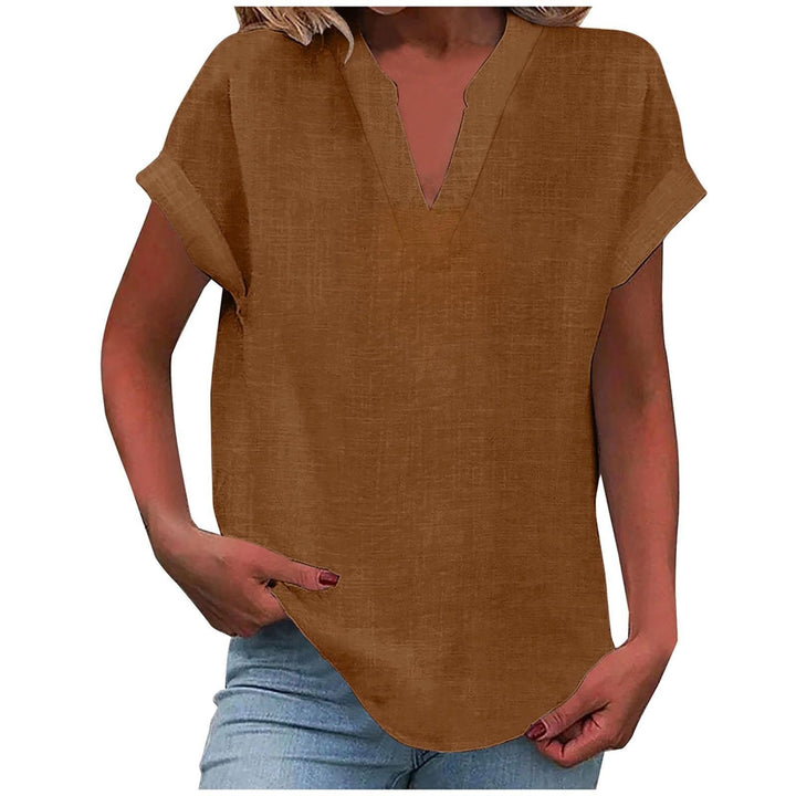 Everyday fashion: comfortable & stylish women's short sleeve V-neck blouse, perfect for spring/summer.