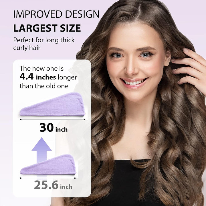 Convenient 3-pack women's microfiber hair wraps; super absorbent, quick dry, frizz-free.