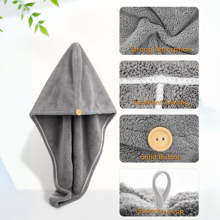 Women's hair care solution: 3-pack microfiber hair wrap towel; fast dry, absorbent, frizz control.