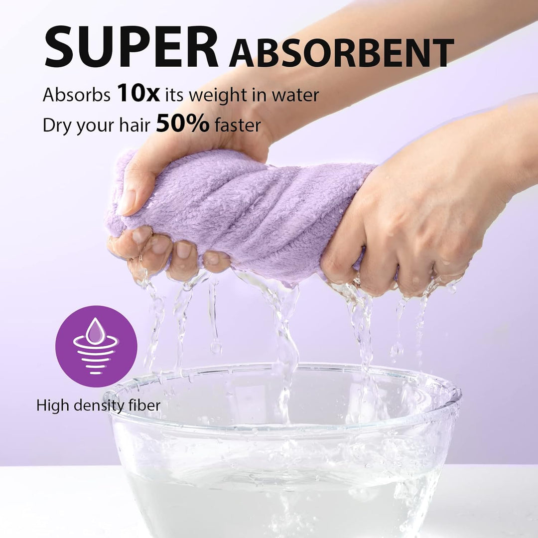 Women's hair care 3-pack: microfiber hair wrap towels for fast drying, frizz control.