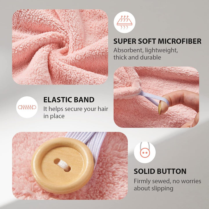 Beauty accessory 3-pack: Women's microfiber hair wraps for fast dry, frizz control.