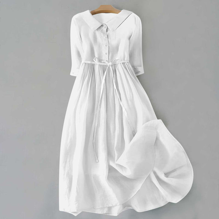 Versatile women's short sleeve A-line midi dress, ideal for casual spring, summer, or everyday fashion.