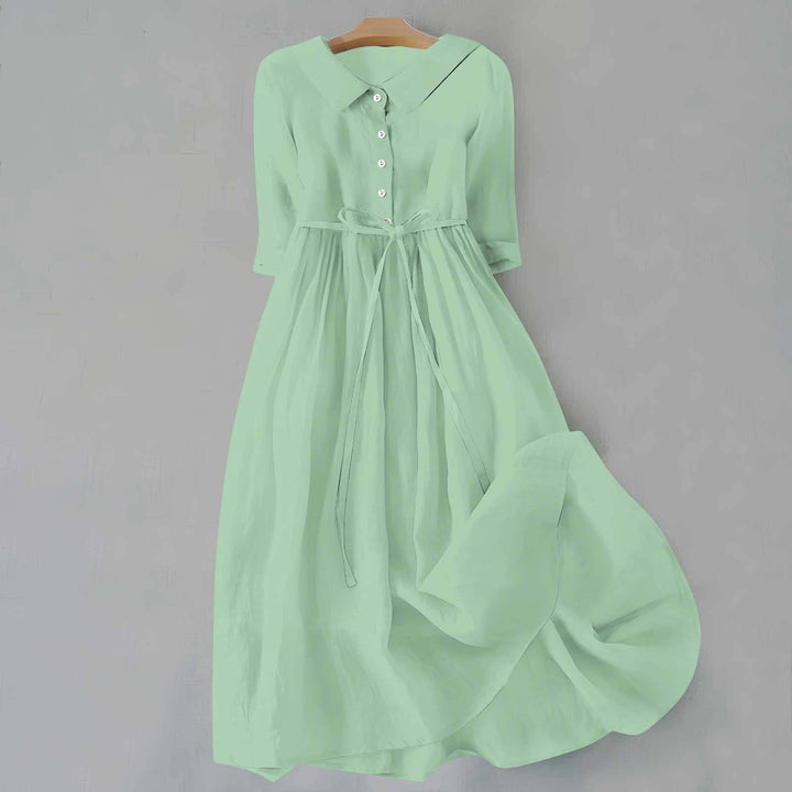 Women's casual A-line midi dress with short sleeves, comfortable and stylish for everyday.