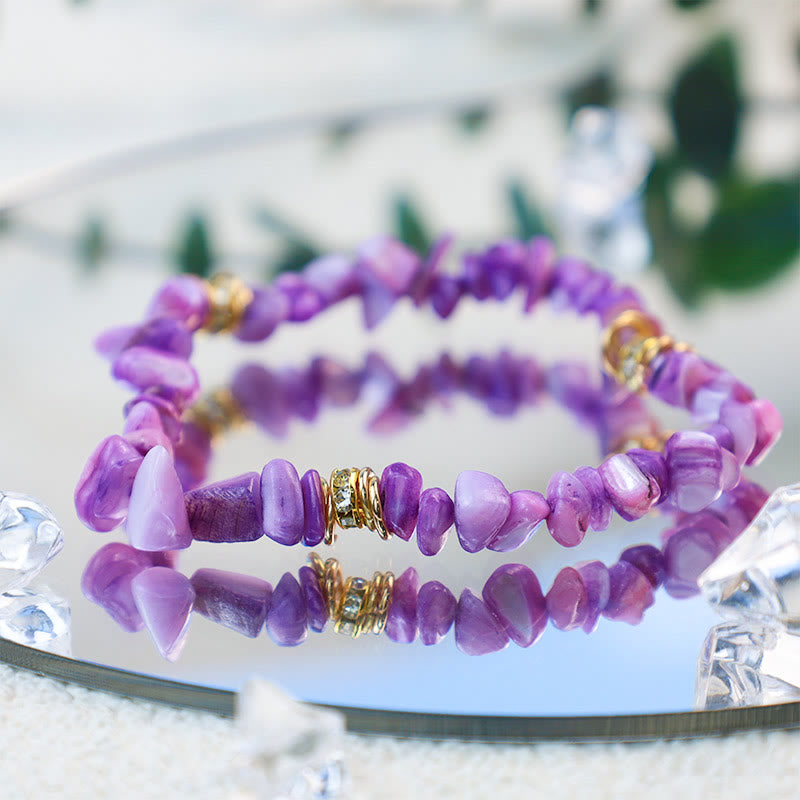 Natural stone crystal adjustable bracelet, women's fashion jewelry, bead design.