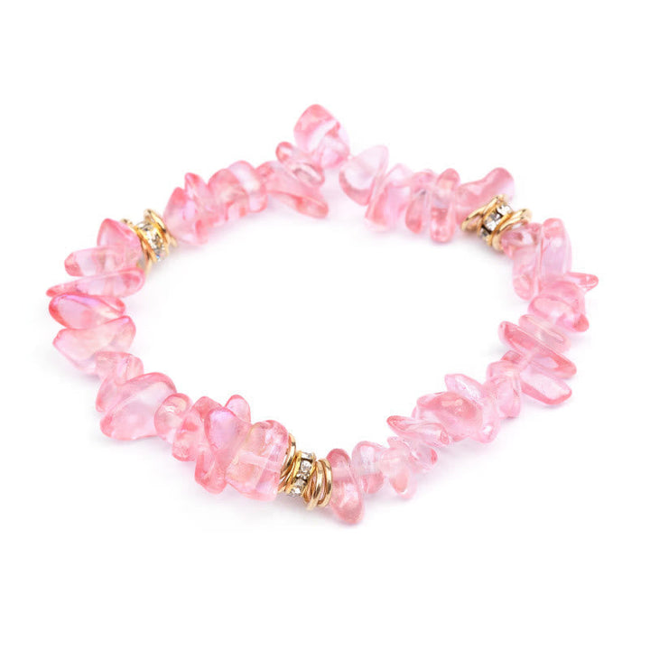 Natural stone bead adjustable bracelet, women's fashion, crystal accents.
