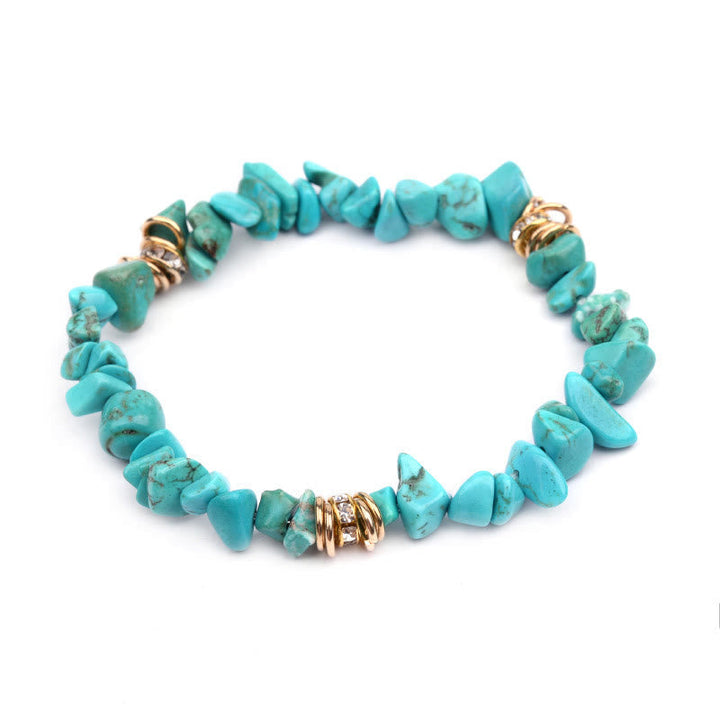 Adjustable women's natural stone bracelet, crystal beads, versatile accessory.