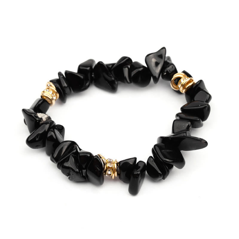 Spiritual women's adjustable natural stone crystal bead bracelet, healing vibes.