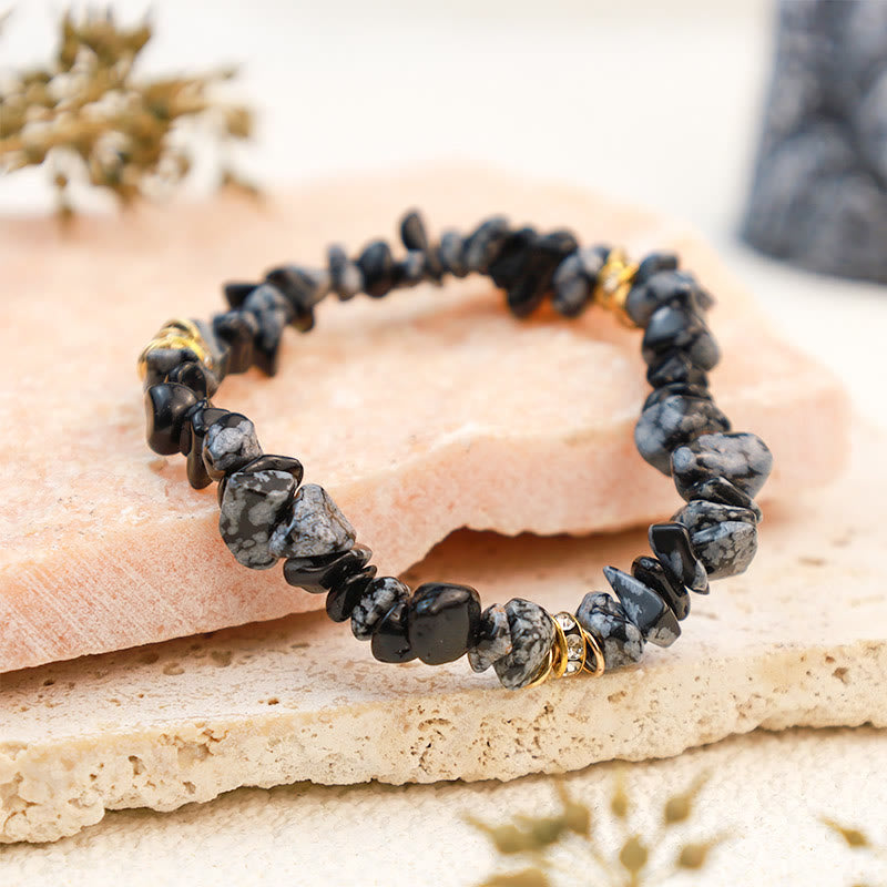 Women's spiritual natural stone bracelet, crystal beads, adjustable for comfort.