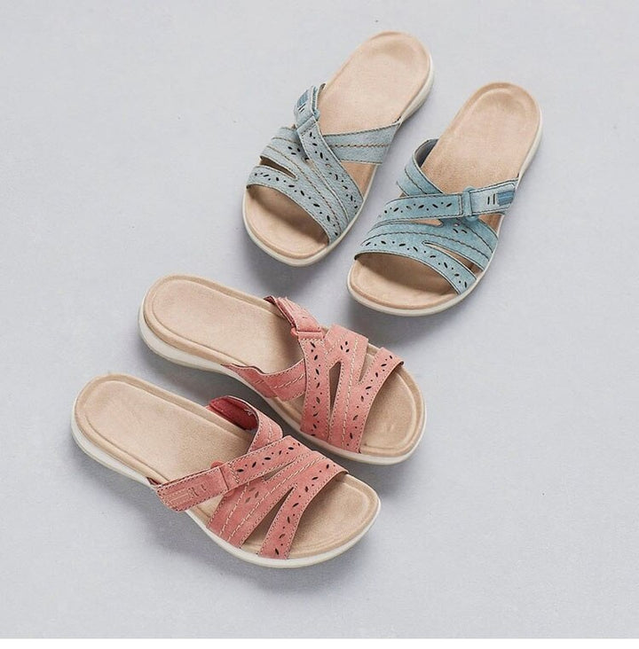 Breathable women's adjustable orthopedic sandals with cushioned arch support for summer.