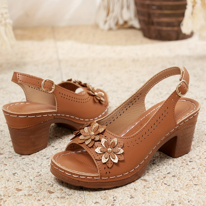Close-up of sole on women's adjustable strap comfort sandals, showing non-slip traction.