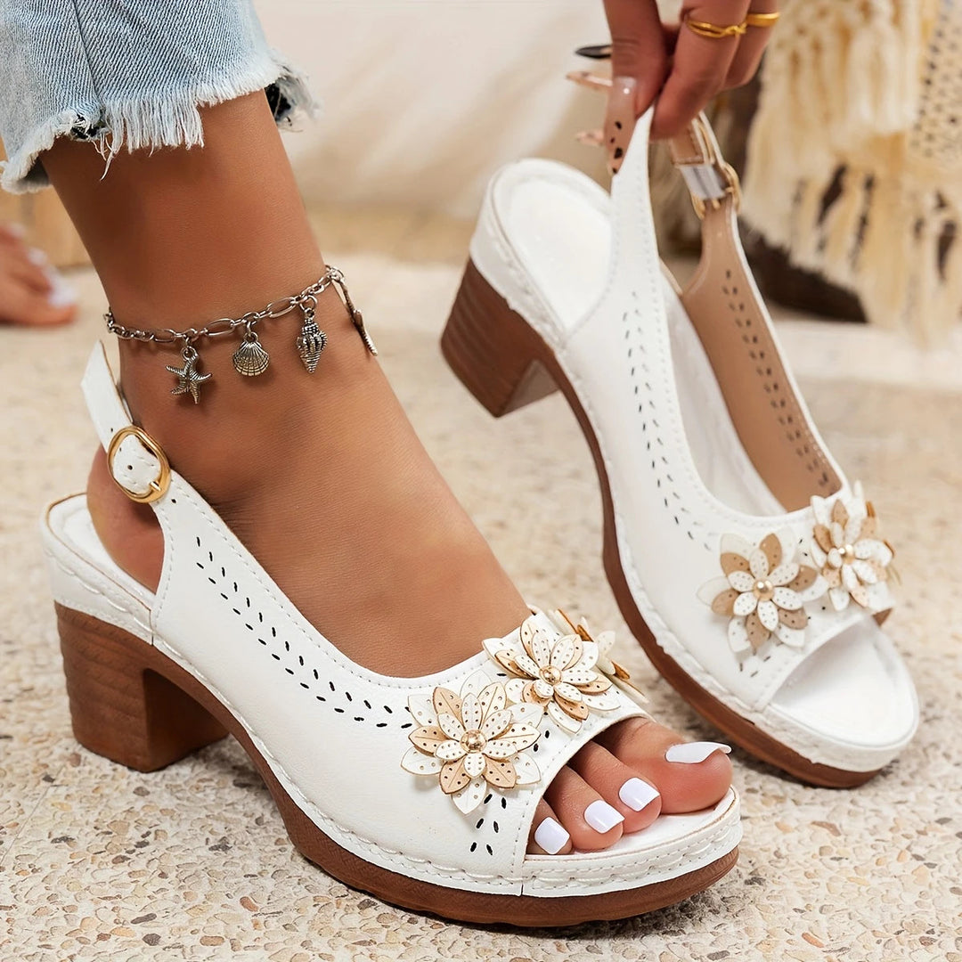 Woman wearing black adjustable strap comfort sandals, showcasing side profile and secure fit.