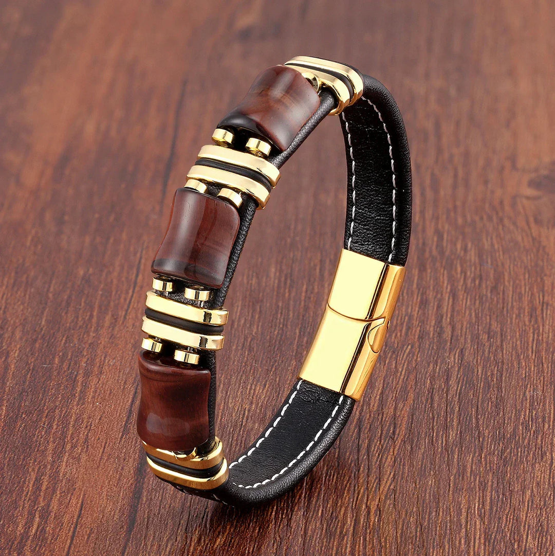 Women's adjustable tiger's eye bracelet with polished beads, an elegant fashion accessory & gemstone jewelry.