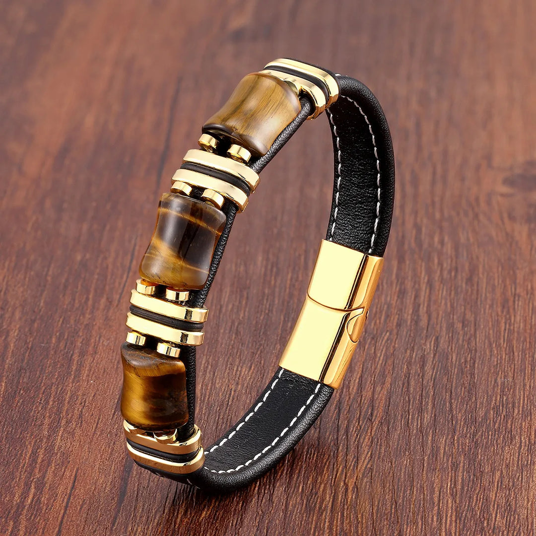 Adjustable tiger's eye bracelet for women, perfect for any wrist size, a versatile gemstone fashion accessory.