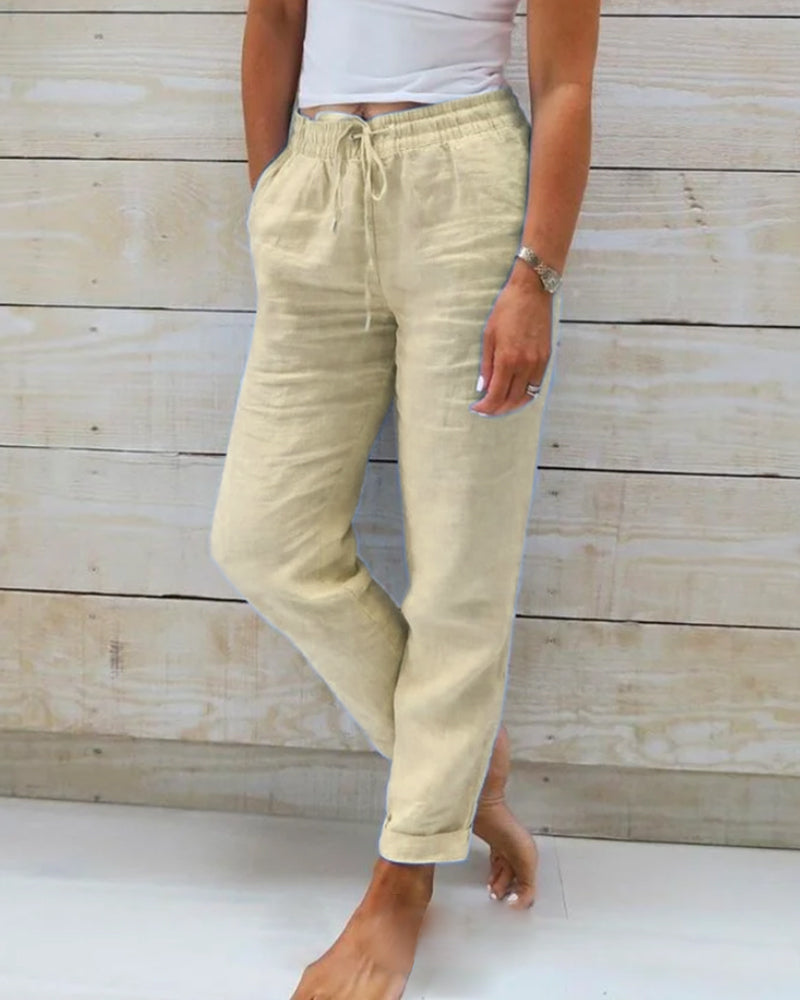 Loose fit breezy women's summer pants, offering everyday comfort and a stylish look.