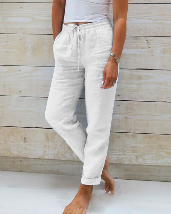Stylish women's airy pants featuring a comfortable elastic waistband for ultimate summer relaxation.