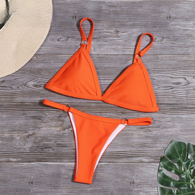 Chic women's sustainable beachwear: Alani two-piece bikini with elegant design and practical adjustable straps.