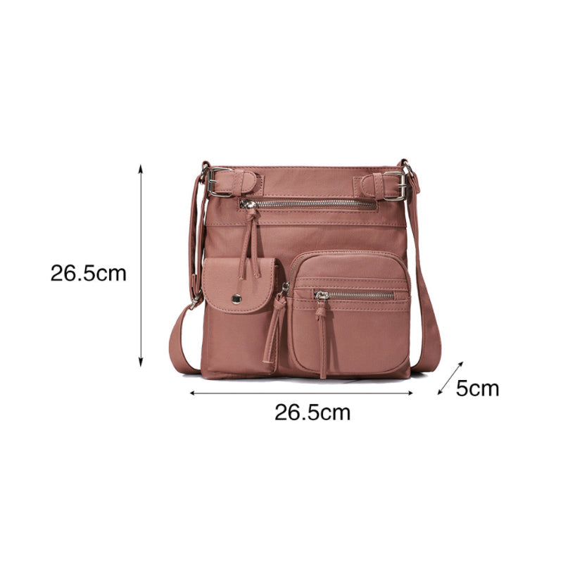 Adjustable strap detail on a women's anti-theft crossbody bag, ensuring comfortable, custom fit.