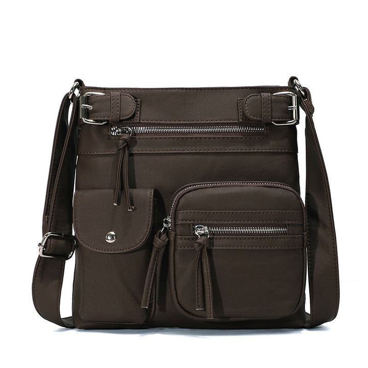 Full shot of the women's anti-theft shoulder bag, showcasing its sleek look and practical features.
