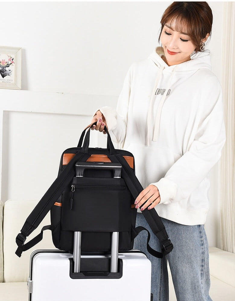 Compact anti-theft travel backpack for women, surprisingly spacious & very secure.