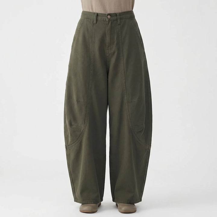 Women's stylish barrel-leg pants with a low-rise fit. Baggy and relaxed, these jeans offer comfort and casual style.