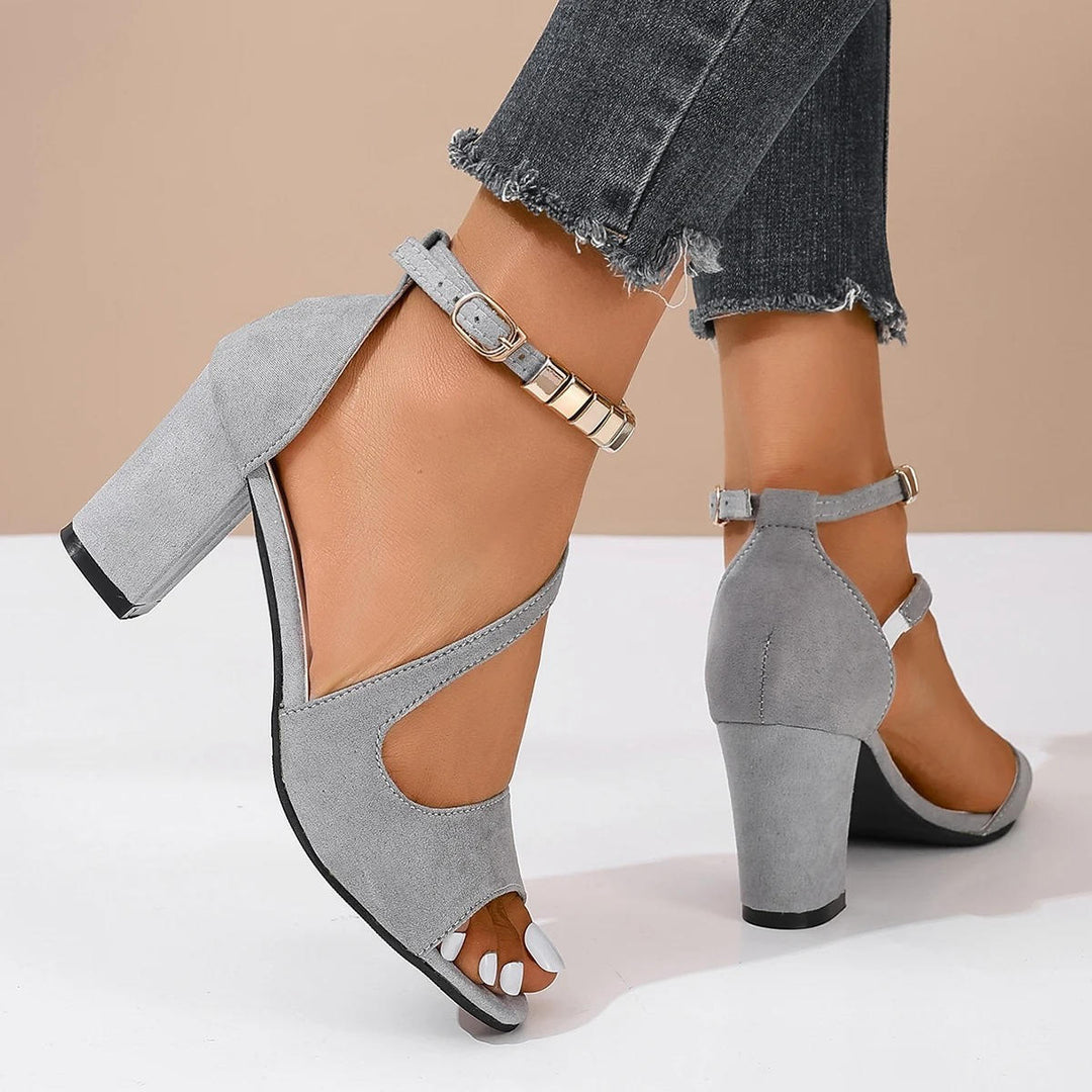 Women's versatile summer sandals: beaded ankle strap, open toe, and comfortable chunky block heel.