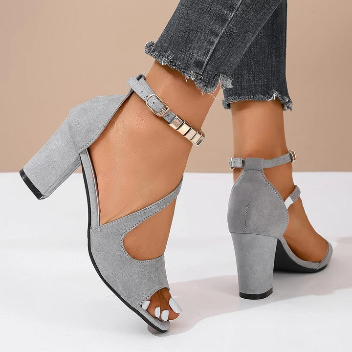Women's versatile summer sandals: beaded ankle strap, open toe, and comfortable chunky block heel.