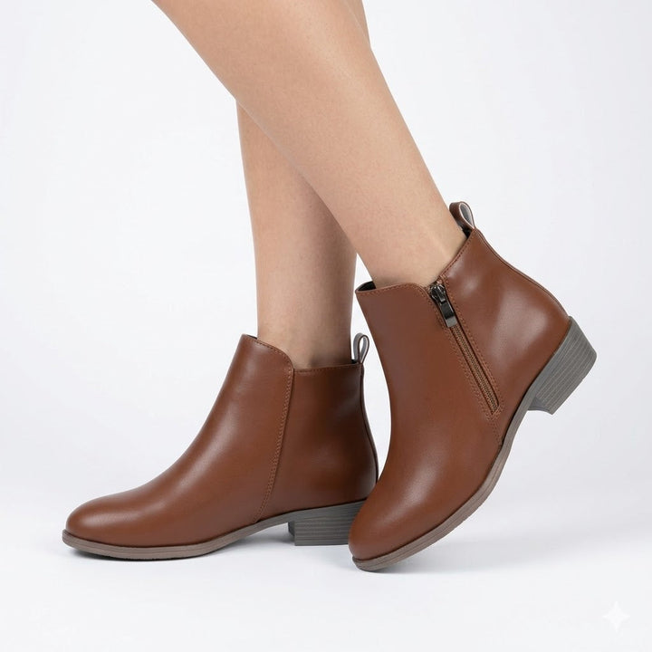 Women's black ankle boots with block heel & side zip. Perfect for casual wear & workwear, comfortable & stylish.