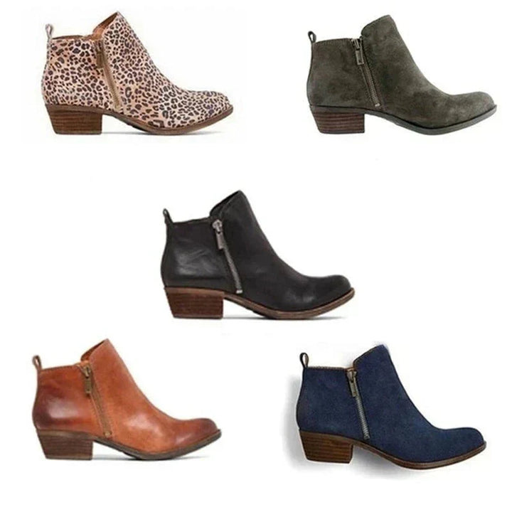Professional women's ankle boots with a durable block heel & easy side zip. Great for work & all-day comfort.