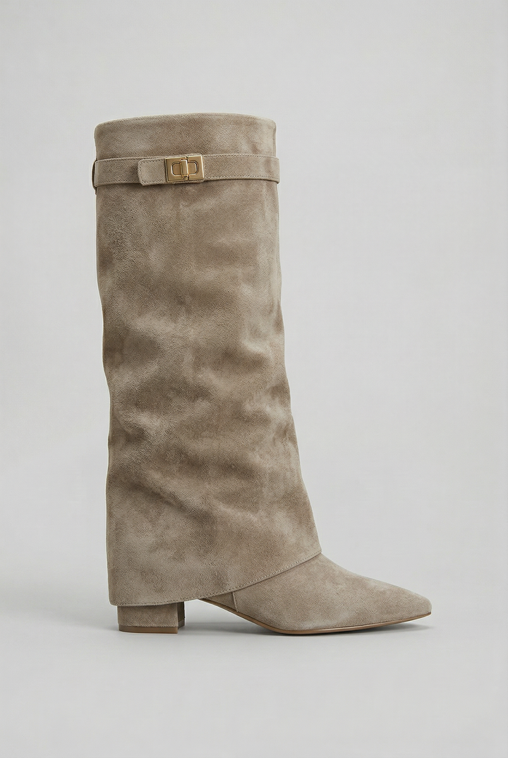 Stylish women's block heel knee high boots, perfect for autumn & winter outfits, offering classic everyday elegance.