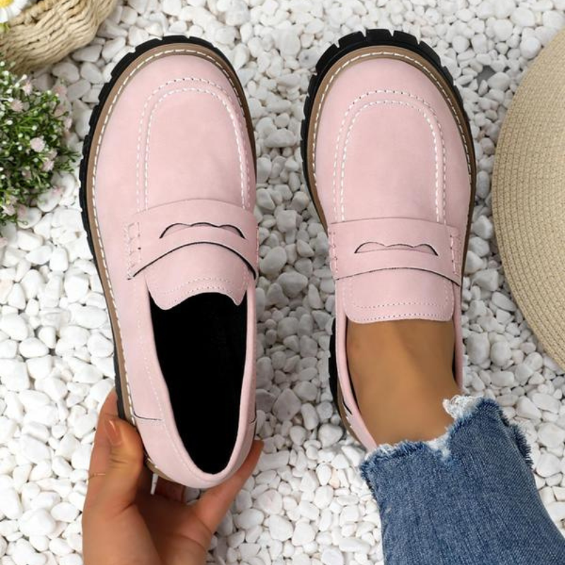 Comfortable women's slip-on platform loafers with a chunky sole for versatile fashion footwear.