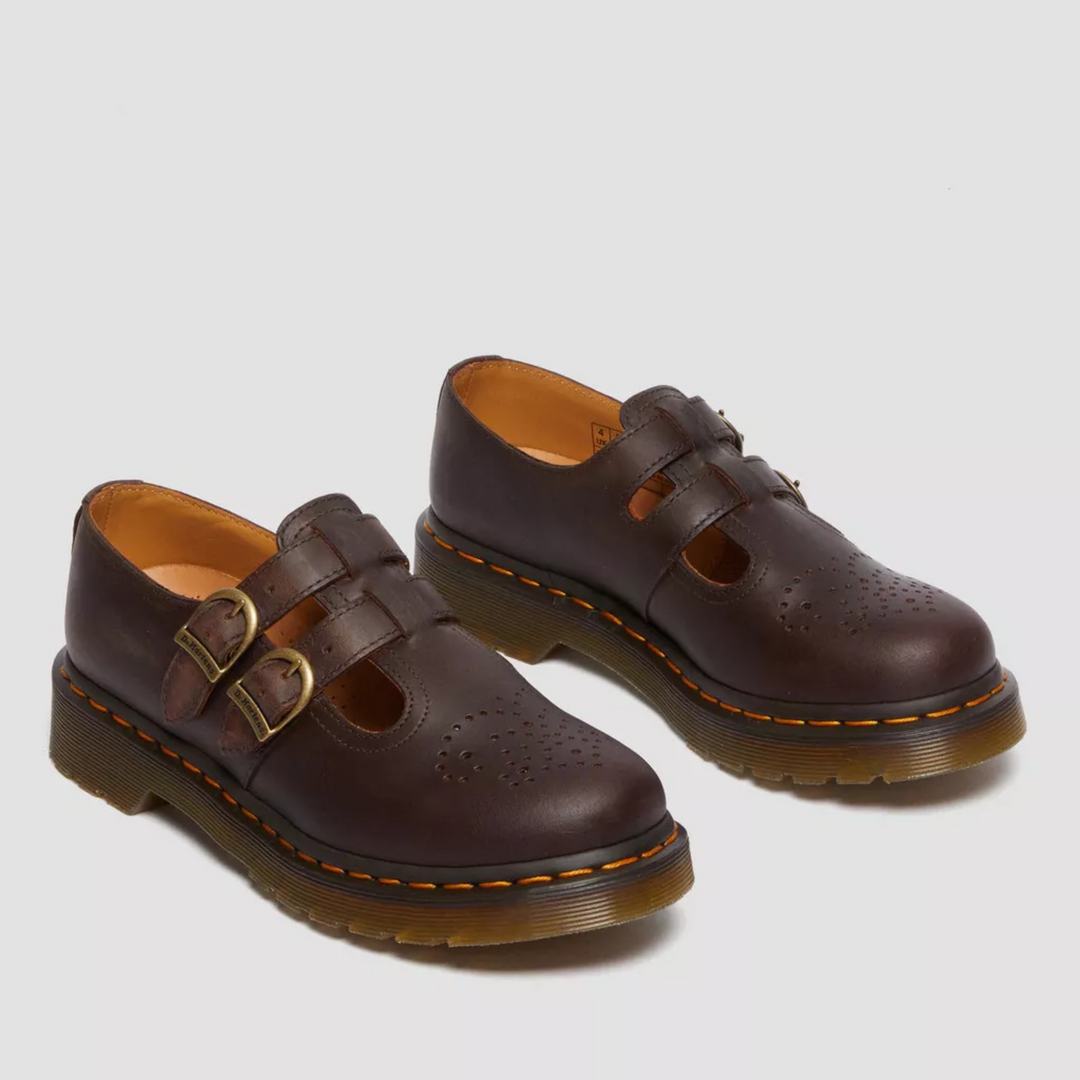 Stylish and comfortable women's double buckle Mary Jane flats for an edgy casual look.