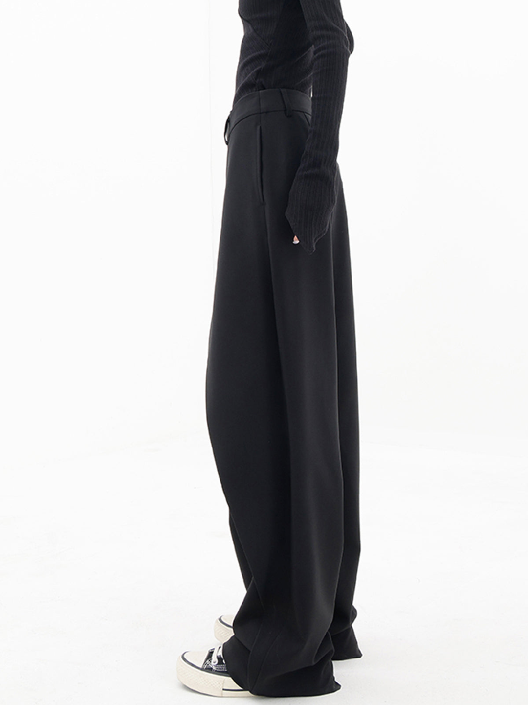 Comfortable & trendy women's Monroe Baggy Trousers, wide leg, relaxed fit, asymmetric style in grey.
