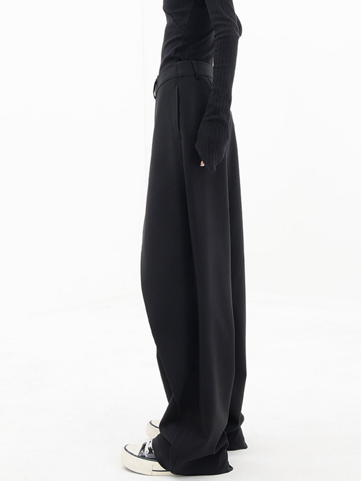 Comfortable & trendy women's Monroe Baggy Trousers, wide leg, relaxed fit, asymmetric style in grey.