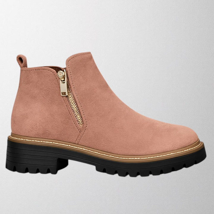 Everyday women's fashion shoes: comfortable round toe design with practical side zip. Versatile & sleek.