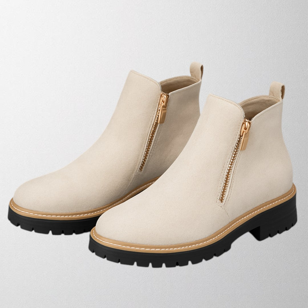 Women's comfortable round toe shoes with side zip. Sleek design for office wear, casual, or evening fashion.