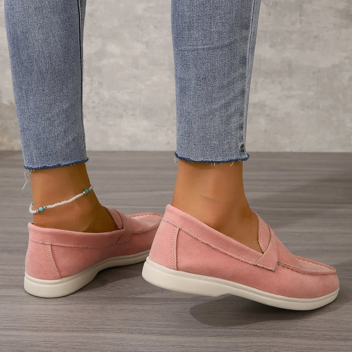 Versatile women's slip-on loafers, cushioned for comfort in office & casual settings.