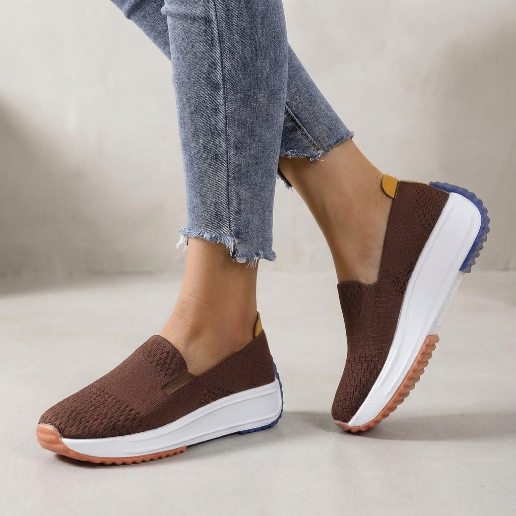 Orthopedic women's slip-on platform sneakers, designed for ultimate comfort & supportive walking, modern style.