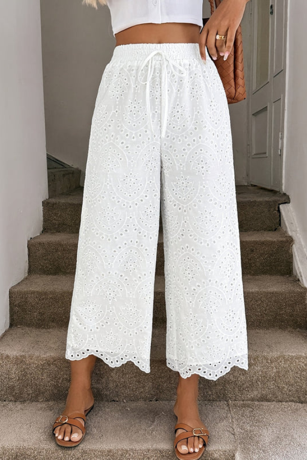 Relaxed fit women's cropped bohemian pants, perfect for summer fashion, vacation wear & effortless style.