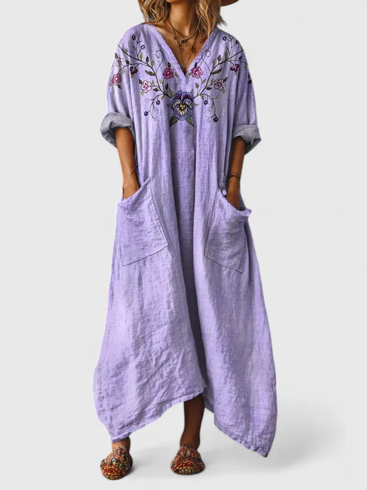 Trendy women's casual bohemian printed jumpsuit, perfect for a relaxed fit summer outfit with pockets.