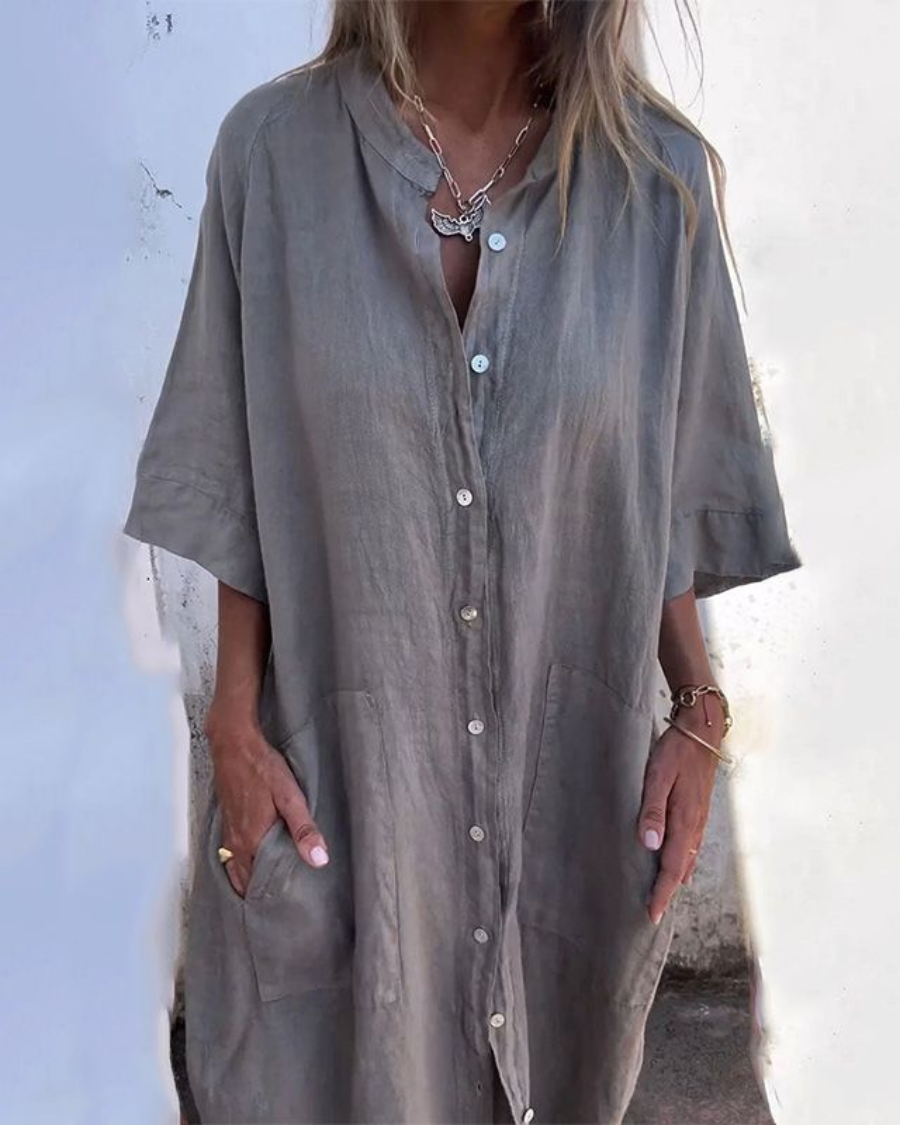 Women's boho floral button-down maxi dress with flowy fabric, perfect for summer casual wear.