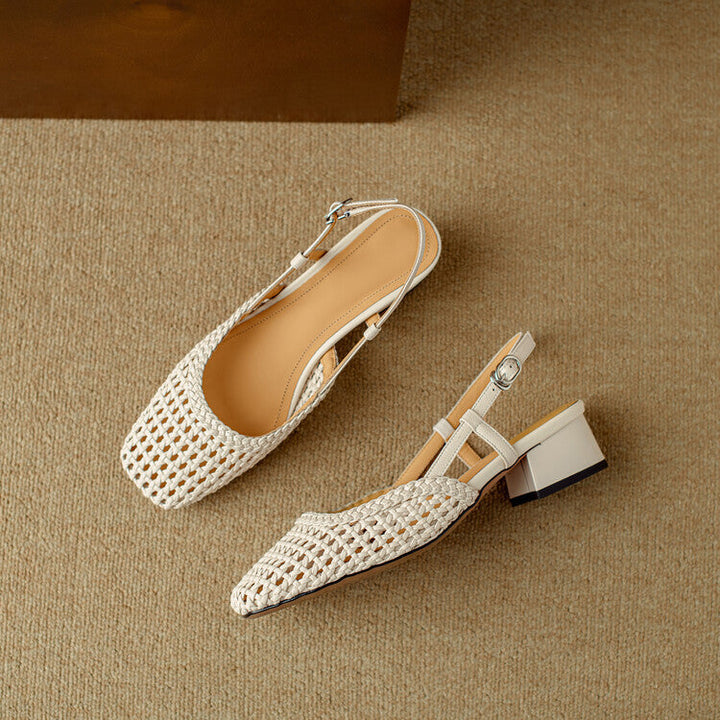 All-day comfort women's braided slingback sandals with a stylish block heel, perfect for versatile wear.